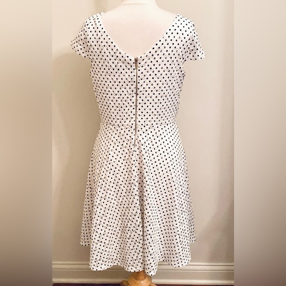 Ronni & Nicole White Black Polka Dot 12 Retro Classic Wedding Fit & Flare Dress - Picture 8 of 13